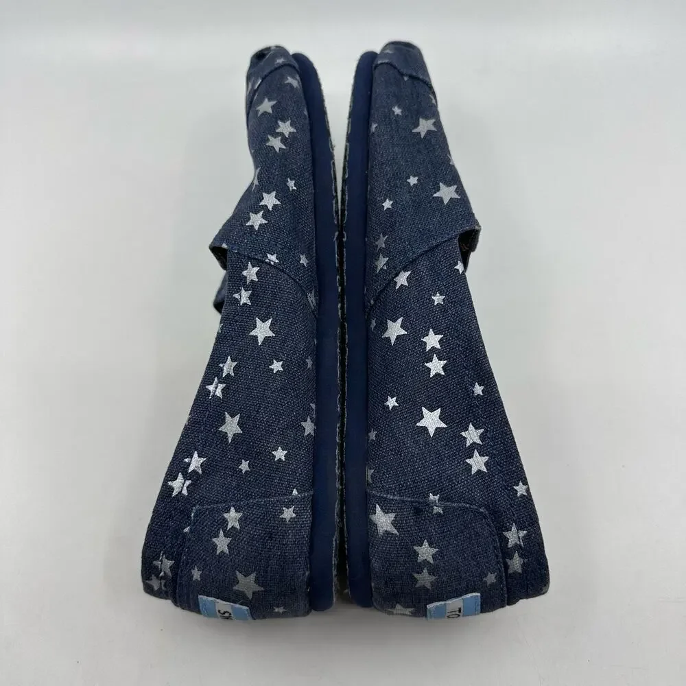 TOMS Navy/White Star Print Slip-On Women's US9 UK7 Loafers Shoes Flats Round Toe - Picture 5 of 7